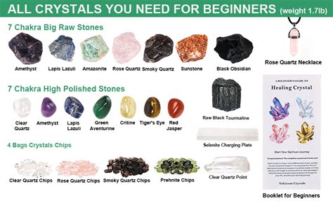 Qiancannaor 23pcs Crystals For Beginners With Guide Booklet 17lb Crystals And Healing Stones