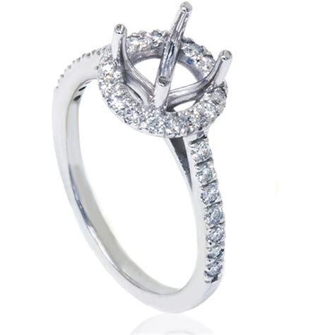 13ct Halo Diamond Ring Setting 14k White Gold