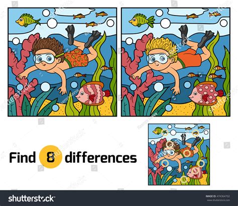 Find Differences Education Game Children Little เวกเตอร์สต็อก ปลอดค่า