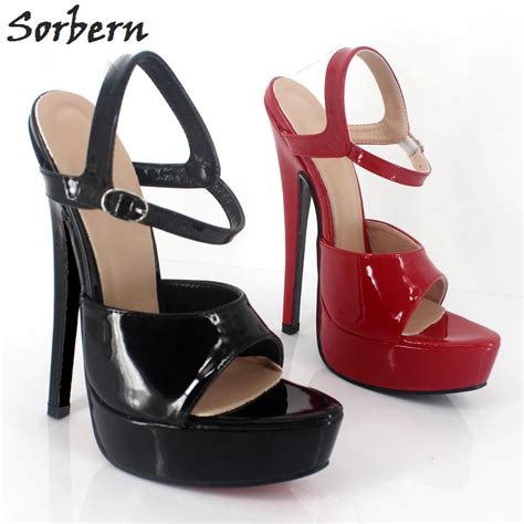 Sorbern 18cm Plus Size Women Sandals Sexy Unisex Party Shoes Buckle Strap Sexy Ankle Strap