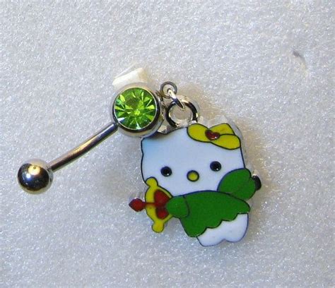Lime Green Hello Kitty Belly Ring
