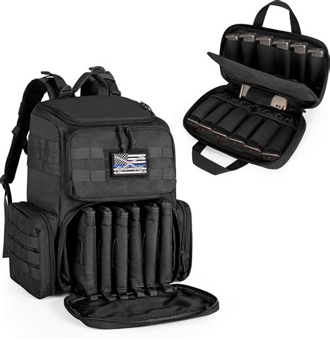 Dsleaf Tactical Range Pistol Backpack With 6 Pistol Cases