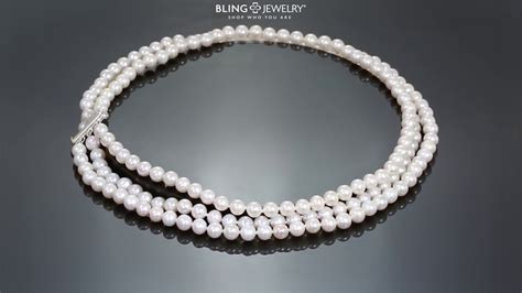 Strand White Freshwater Cultured Pearl MM Necklace Inch YouTube