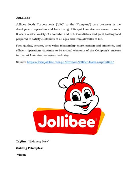 Assignment 1 Vm Jollibee Jollibee Foods Corporations “jfc” Or The