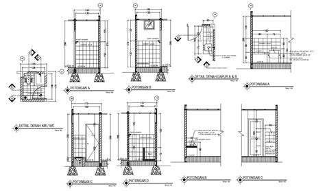 All Side Elevations And Plan Of Toilets Autocad File Cadbull
