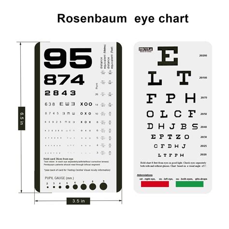 Eye Chart Pocket Eye Chart Snellen Pocket Eye Chart Rosenbaum Pocket