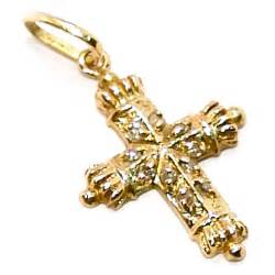 Crucifixo Em Ouro Amarelo 18k Brilhantes 2CZB0024 Diamante Na