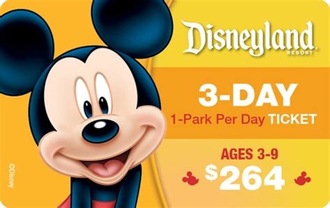 Disneyland Resort 3 Day 1 Park Per Day Ticket Ages 3 9 264