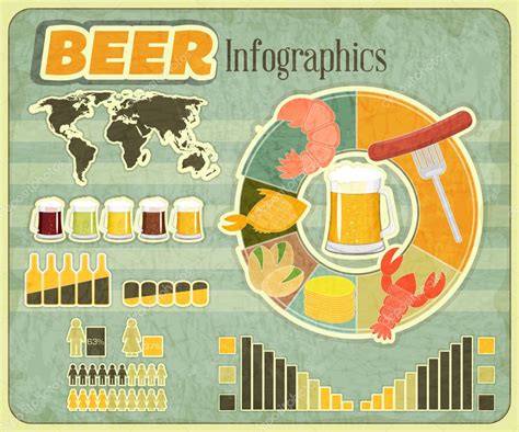 retro infographics design beer icons snack — stock vector © elfivetrov 14595469