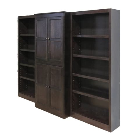 Concepts In Wood 15 Shelf Bookcase Wall With Doors 72 Inch Tall