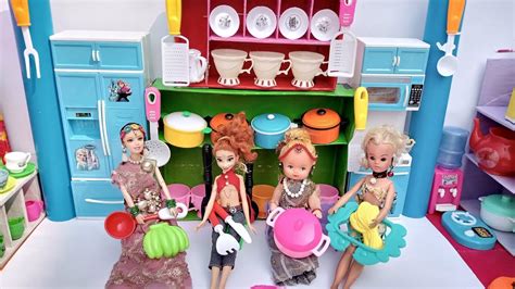 barbie pots sale imli barbie taking new kitchen set from shop barbie doll kitchen set barbie