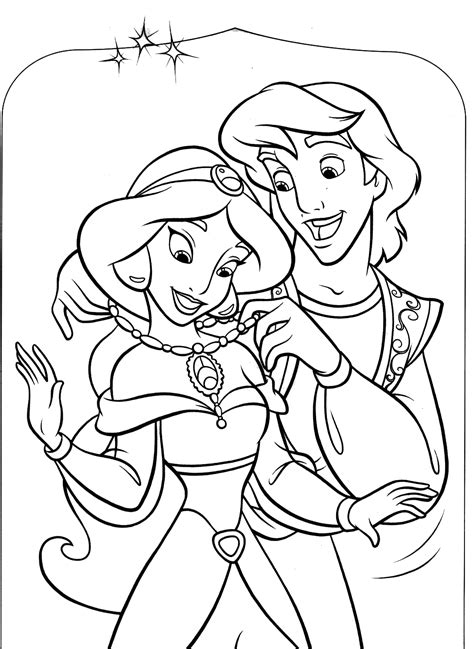 Disney princess coloring pages jasmine and aladdin through the. Princess jasmine coloring pages to download and print for free