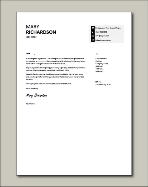 Why include a notice period in your resignation letter. Resignation letter example, employee resigning, cover ...