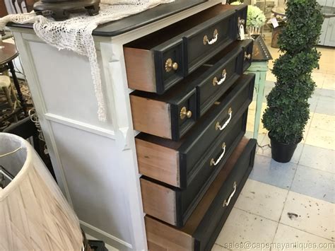 I love that one handle has a different pull. Painted Tall Dresser Black White Gold Accents Art Deco ...
