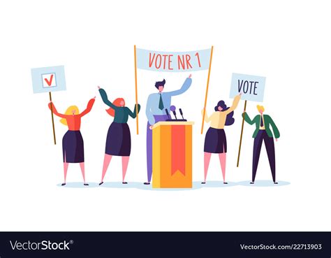 Political Meeting With Candidate Speech Election Vector Image