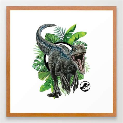 Velociraptor Blue Framed Art Print By Dinosaursworld