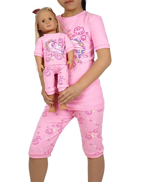 Hde Girls Pajamas Pajama Set With For Girl With Matching Doll Outfit 100 Cotton Breathable