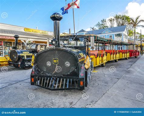 Famous Tourist Conch Train On Duval Street In Key West Florida