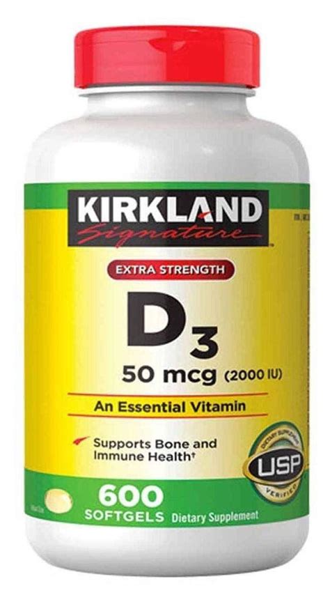 Kirkland Signature Maximum Strength Vitamin D3 2000 Iu 600 Softgels