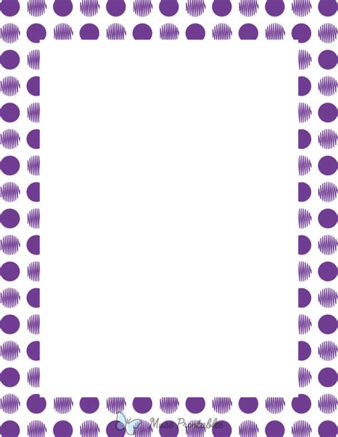 Printable Violet On White Scribble Polka Dot Page Border