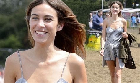 Alexa Chung Shimmers At Glastonbury In Silver Space Age Short Jumpsuit Daily Mail Online