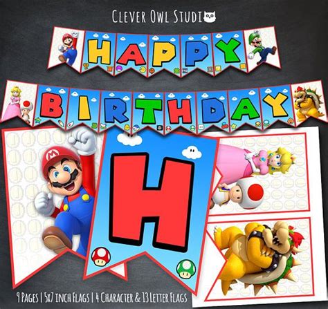 Super Mario Banner Super Mario Birthday Banner Super Mario Etsy