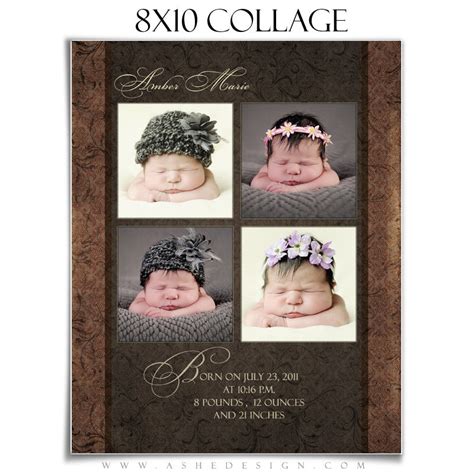 Baby Girl Collage Template 8x10 Amber Marie Ashedesign