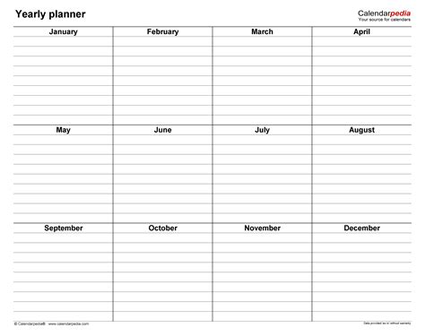 Free Yearly Planners In Pdf Format 36 Templates