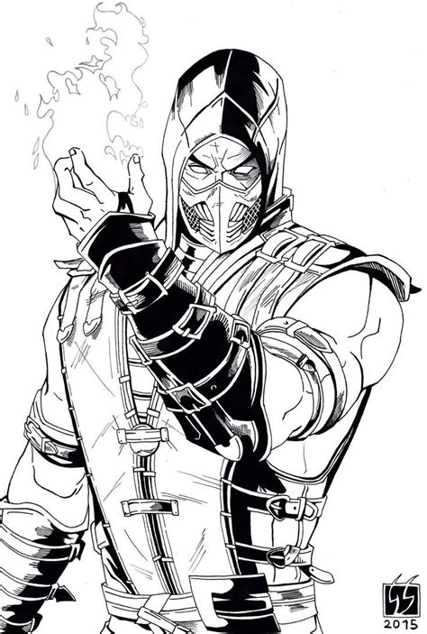 Scorpion Mortal Kombat X Black And White By Gabred Hat Scorpion