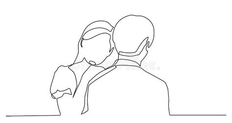 Couple In Continuous Line Art Drawing Style Romantic Couple