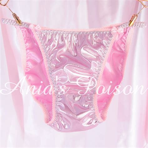 lace duchess classic 80 s cut pink foil satin super high gloss wet look panties sz 5 6 7 satin