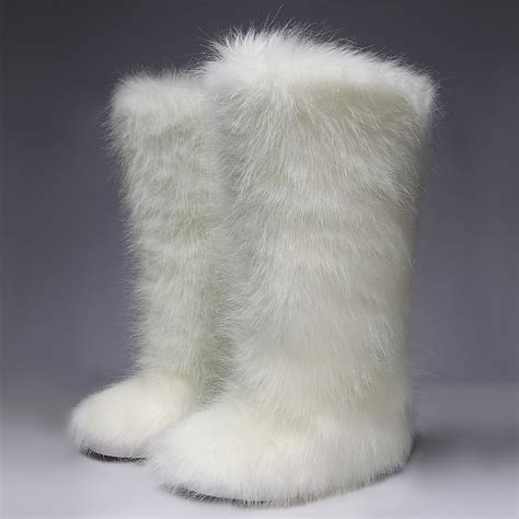 White Fluffy Winter Boots Division Of Global Affairs