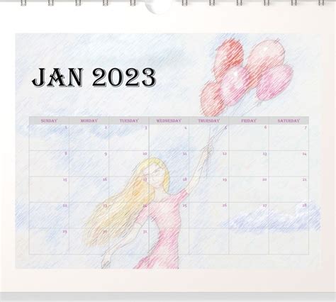 2023 Printable Calendar Printable Watercolor Calendar Etsy