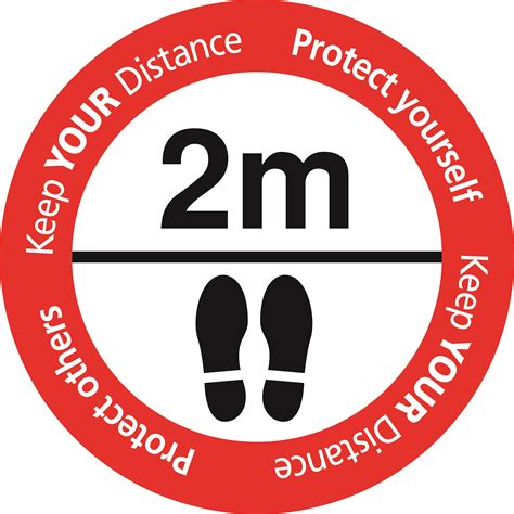 Keep Your Distance Safety Floor Stickers 450mm Redwhiteblack