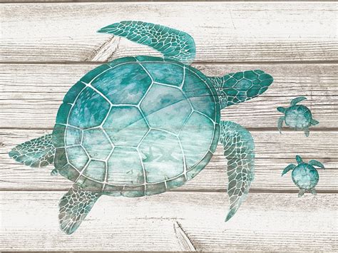 Sea Turtle Wall Art Painting Teal Aqual Ocean Life Print Wall Etsy