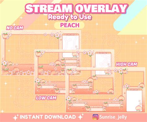 Twitch Peach Stream Overlay Streamer Graphics Kawaii Etsy Finland