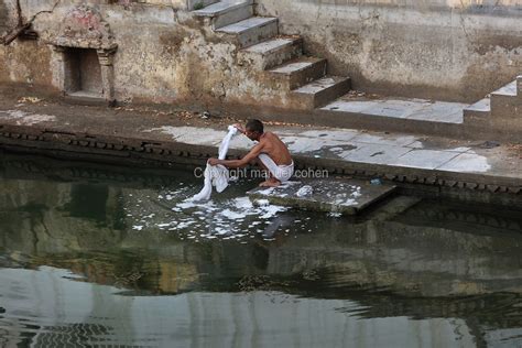 Man Washing Clothes Udaipur Rajasthan India Manuel Cohen
