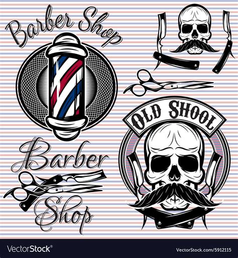 Set Of Emblems On A Theme Barber Shop Royalty Free Vector