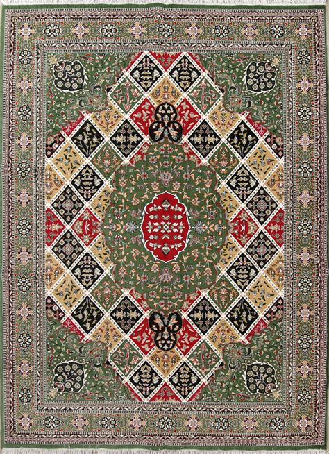 Geometric Green Tabriz Area Rug 10x13