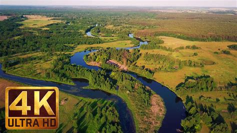 4k Aerial Shooting Relax Video Charming Ukrainian Rivers 30 Minutes