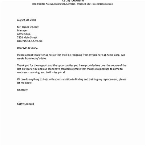 Letter Of Resignation Template Free Beautiful Basic Resignation Letter