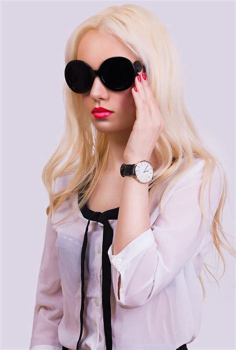 Pretty Blonde Girl With Sunglasses Stock Image Image Of Design Hand 40041281