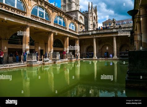 Tourists Exploring The Roman Baths In Bath England Stock Photo Alamy