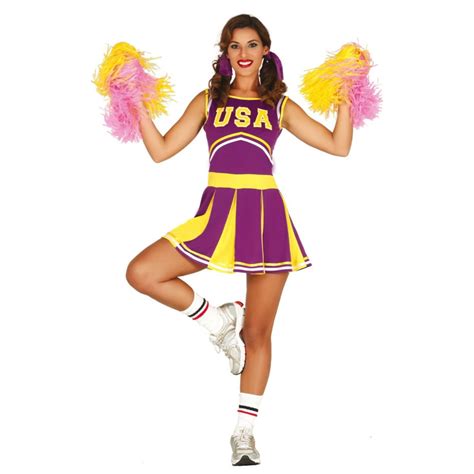 Womens Cheerleader Fancy Dress Outfit Uniform Halloween Costume Usa
