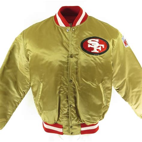 Vintage 80s Sf 49ers Starter Satin Jacket Mens L Nfl Football Gold San
