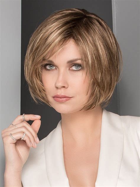 Straight 10 Chin Length Brown Bob Hand Tied Synthetic Wigs