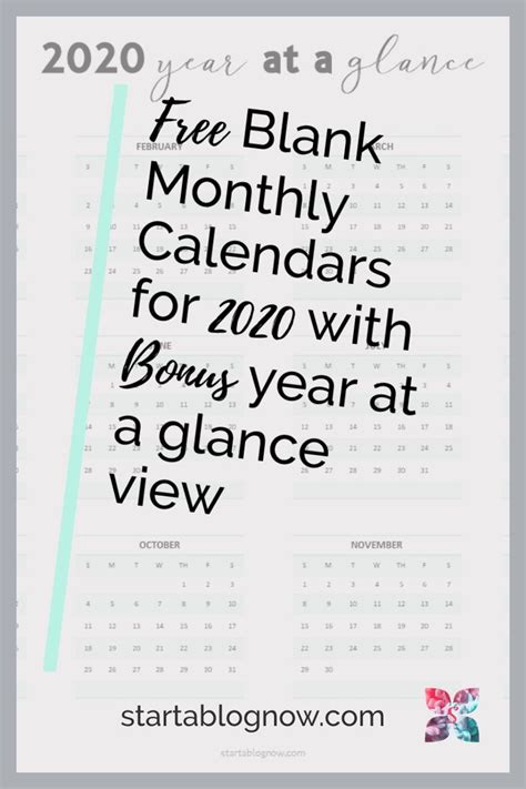 Free Blank Monthly Calendar With Bonus Year At A Glance View Free