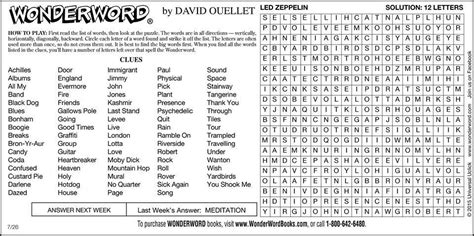 Wonderword On Twitter Led Zeppelin Puzzle Sunday