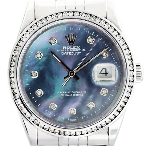 Rolex Datejust 16220 Tahitian Mother Of Pearl Dial Mens Watch