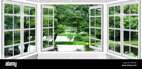 Beautiful View From The Window To Nature Picturesquely Stock Photo Alamy